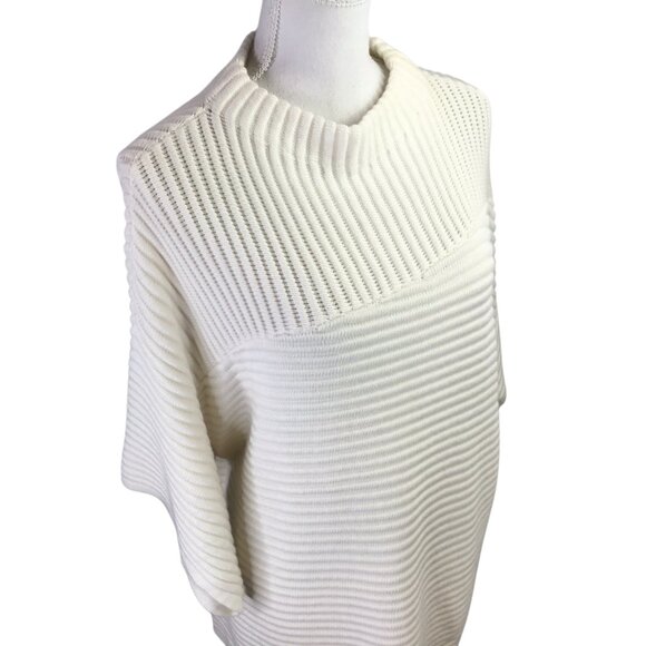 Chico's Cashmere Blend Sweater NWT Pullover Textured Stitch Size 2 or Large Ecru - Picture 2 of 7